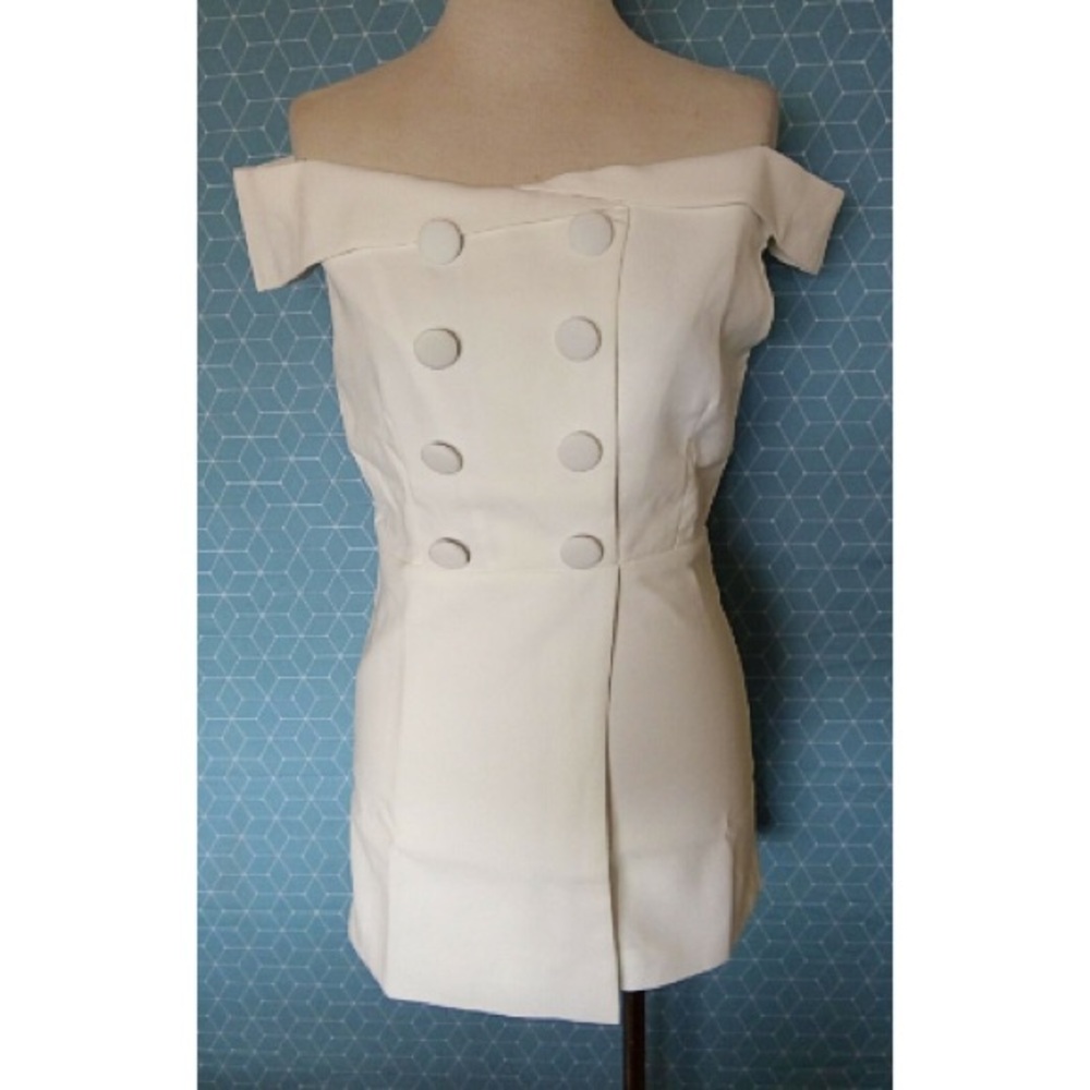 Womens Mini Playsuit Jumpsuit Skort White Off the Shoulder